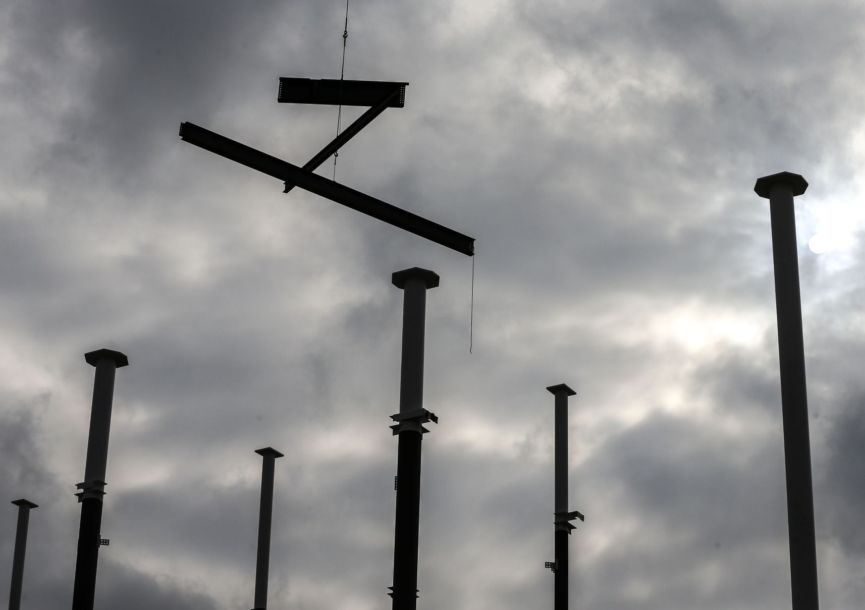 Beams going up on soccer stadium